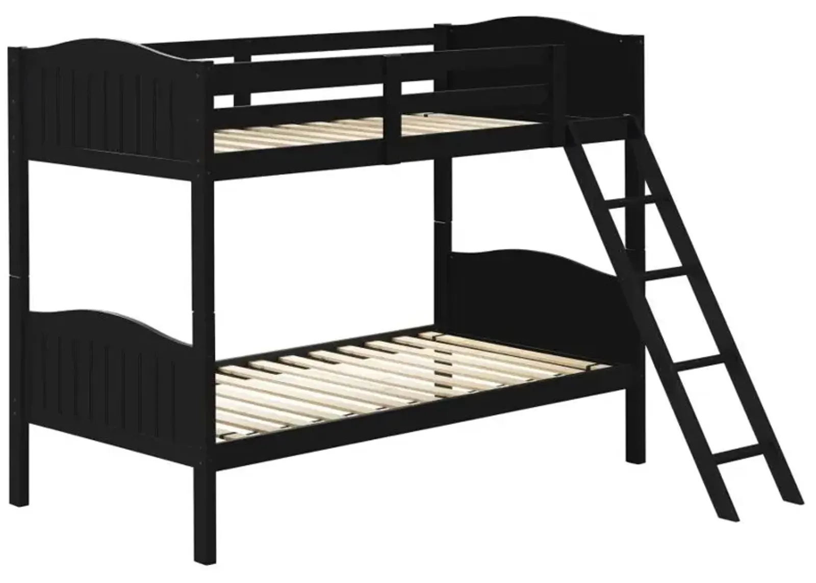 Arlo Twin Over Twin Bunk Bed with Ladder Black