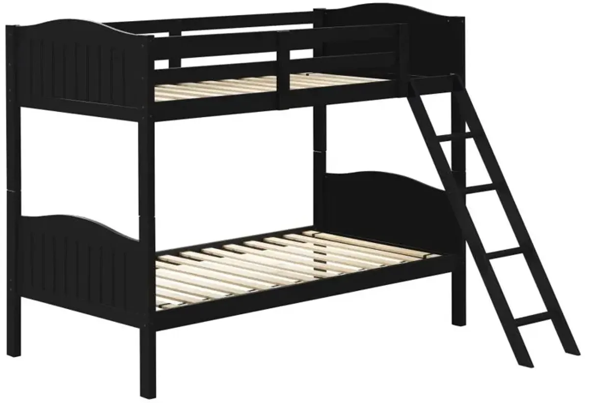 Arlo Twin Over Twin Bunk Bed with Ladder Black