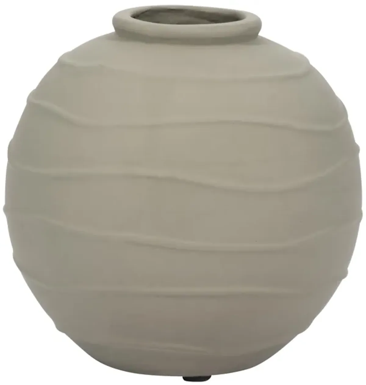 Clay, 8" Round Vase W/ Line Detail, Green