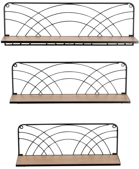 S/3 19/21/24" Wall Shelves, Natural/black