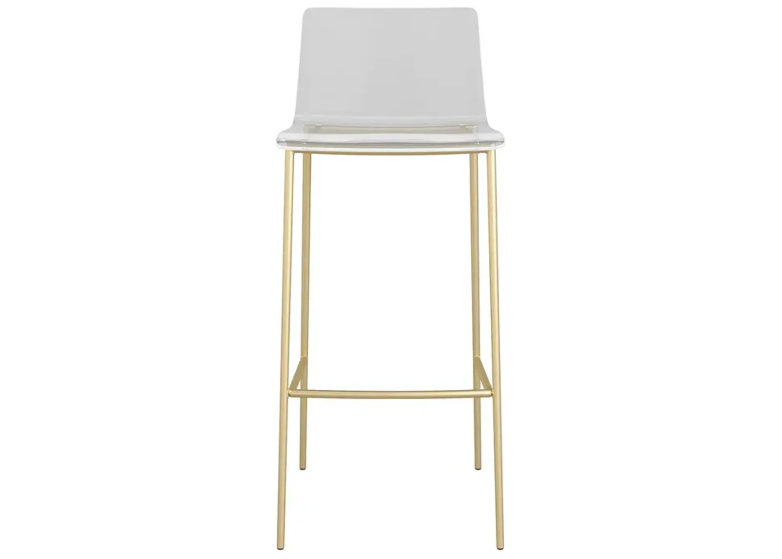 Cilla Bar Stool in Clear with Matte Brushed Gold Legs - Set of 2