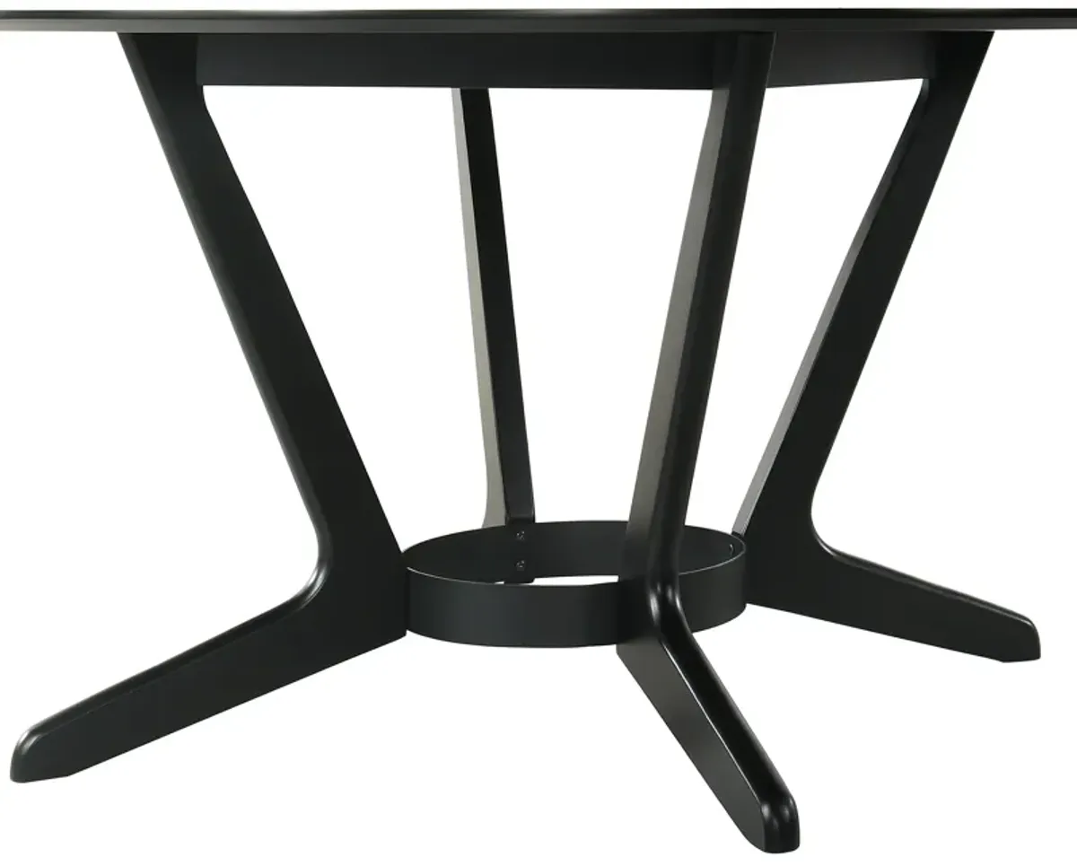 Santana Round Wood Dining Table in Black Finish