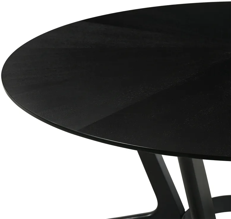 Santana Round Wood Dining Table in Black Finish