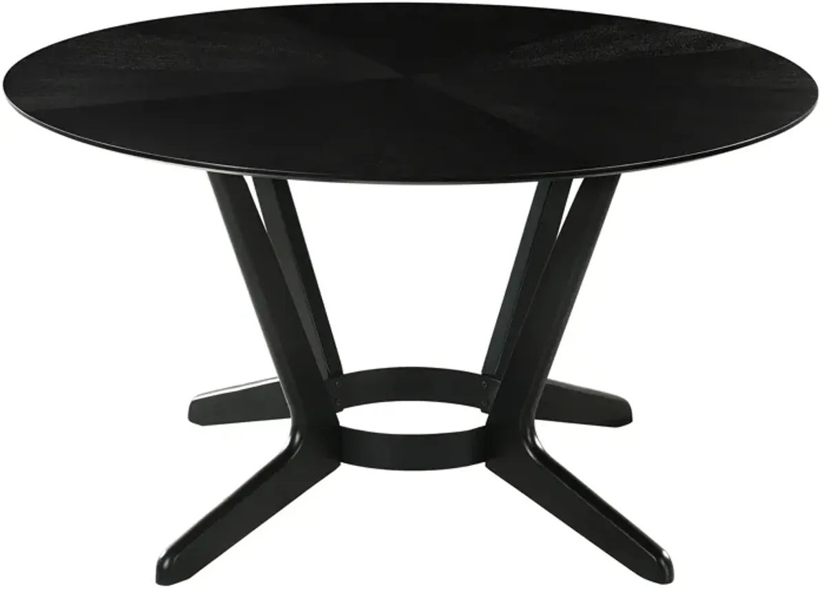 Santana Round Wood Dining Table in Black Finish