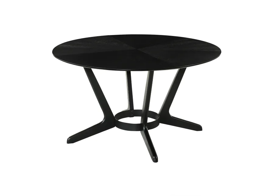 Santana Round Wood Dining Table in Black Finish