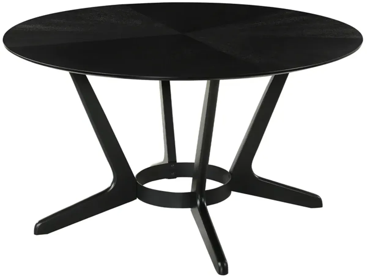 Santana Round Wood Dining Table in Black Finish