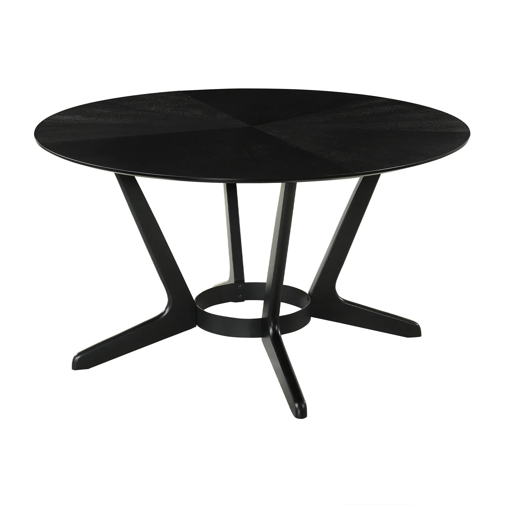 Santana Round Wood Dining Table in Black Finish