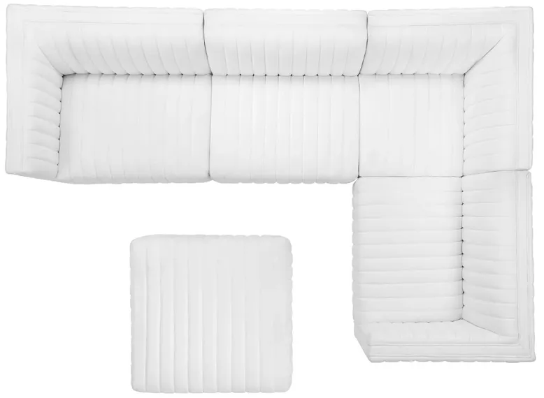 Conjure Channel Tufted Upholstered Fabric 5-Piece Sectional