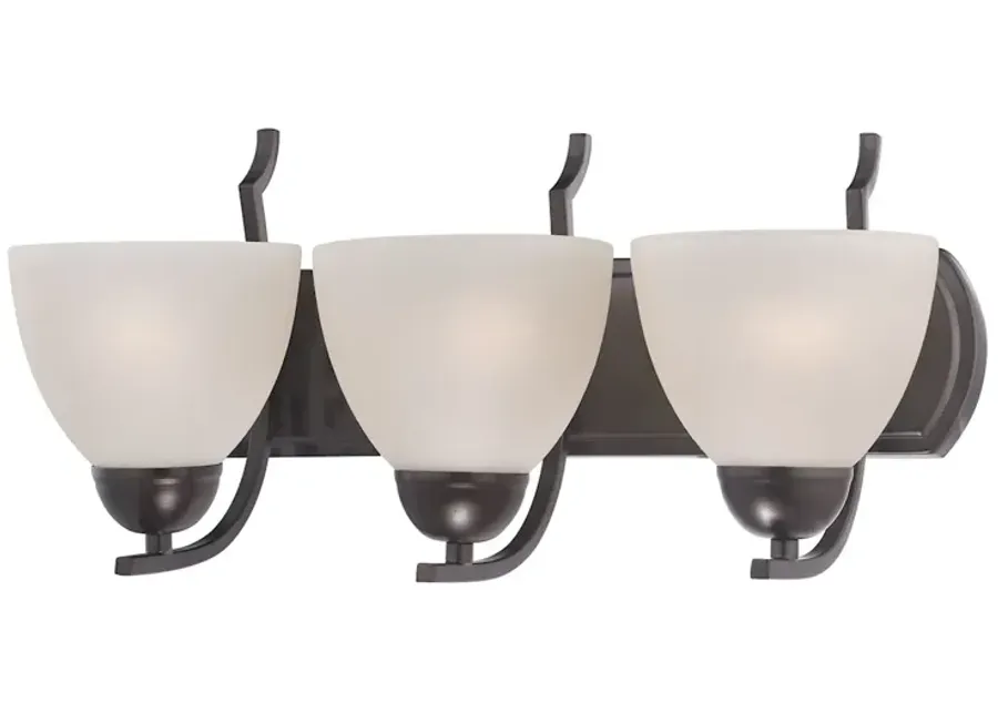 Kingston 3-Light Vanity Light in Oil Rubbed Bronze with White Glass