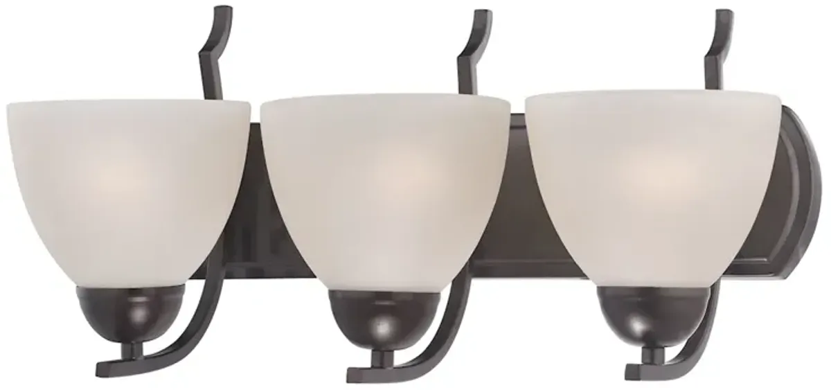 Kingston 3-Light Vanity Light in Oil Rubbed Bronze with White Glass