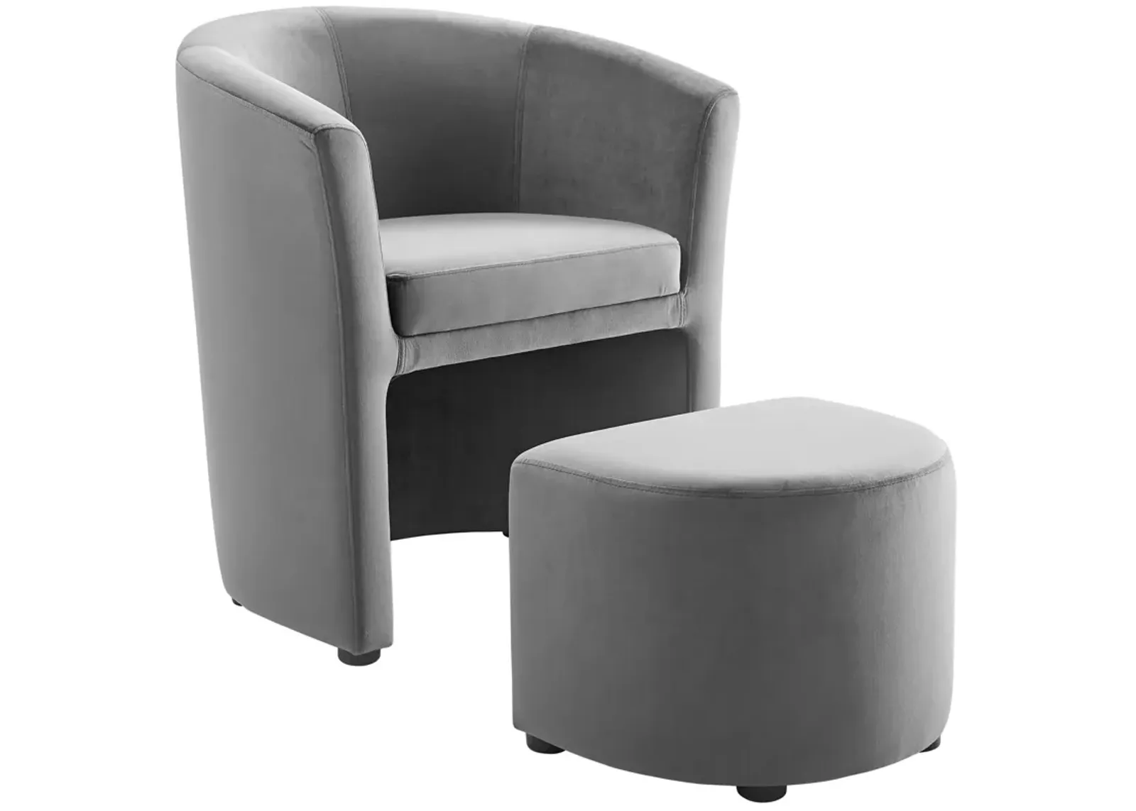 Divulge Performance Velvet Arm Chair and Ottoman Set