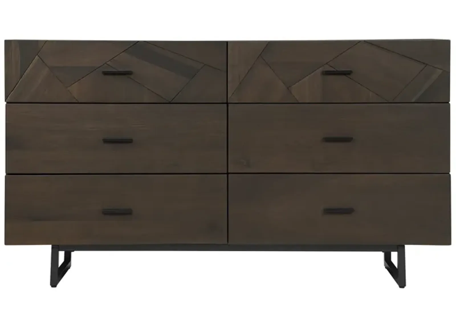 Marquis 6 Drawer Oak Wood Dresser with Black Metal Legs