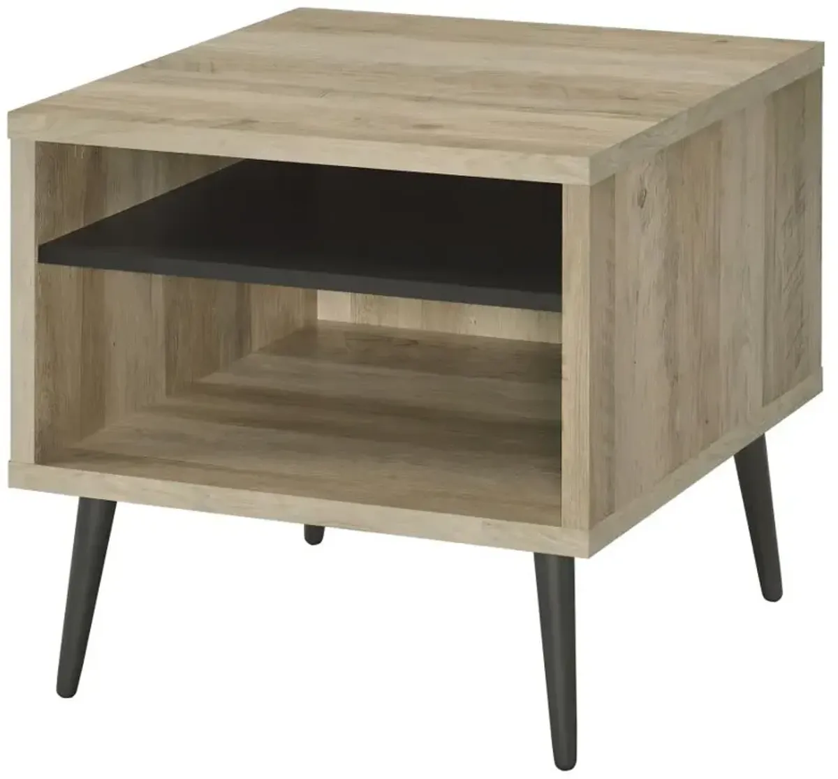 Welsh Square Engineered Wood End Table With Shelf Antique Pine and Grey