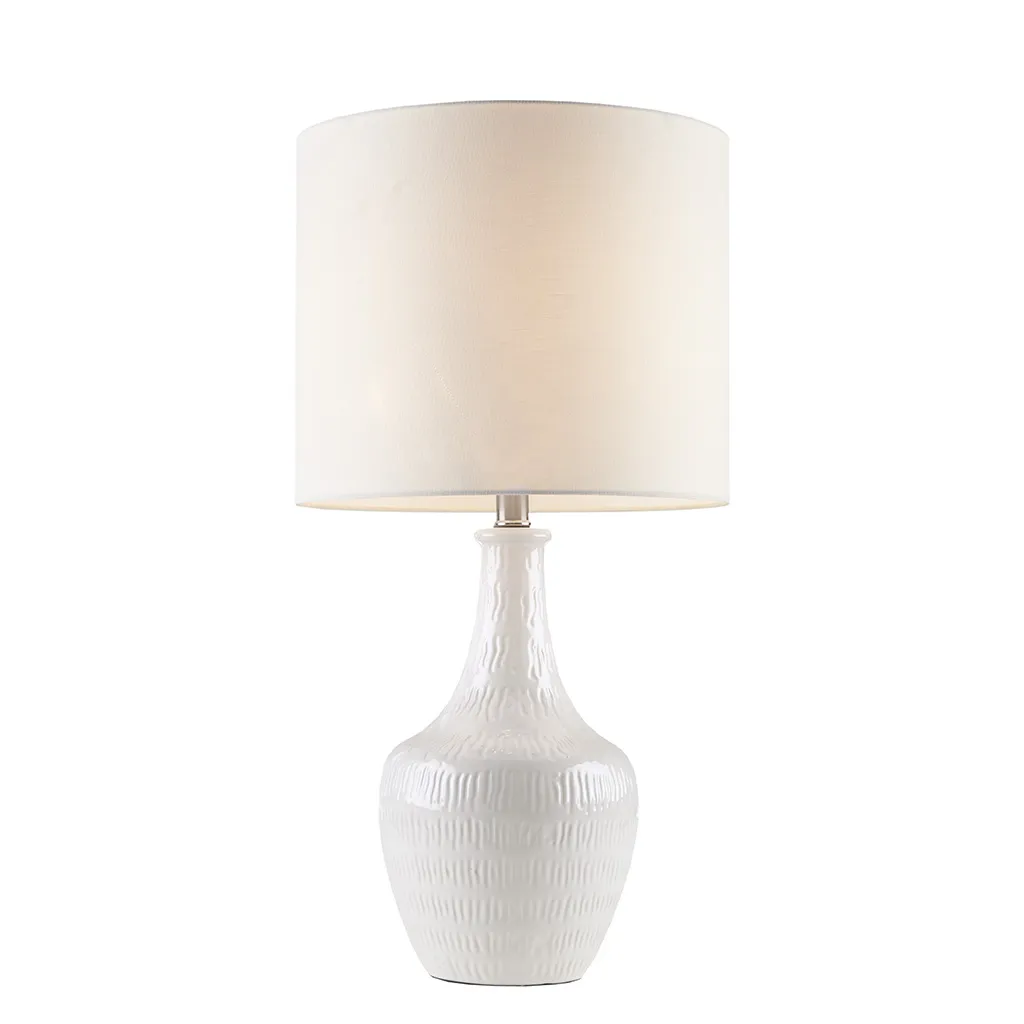 Hampton Hill Celine White Textured Ceramic Table Lamp