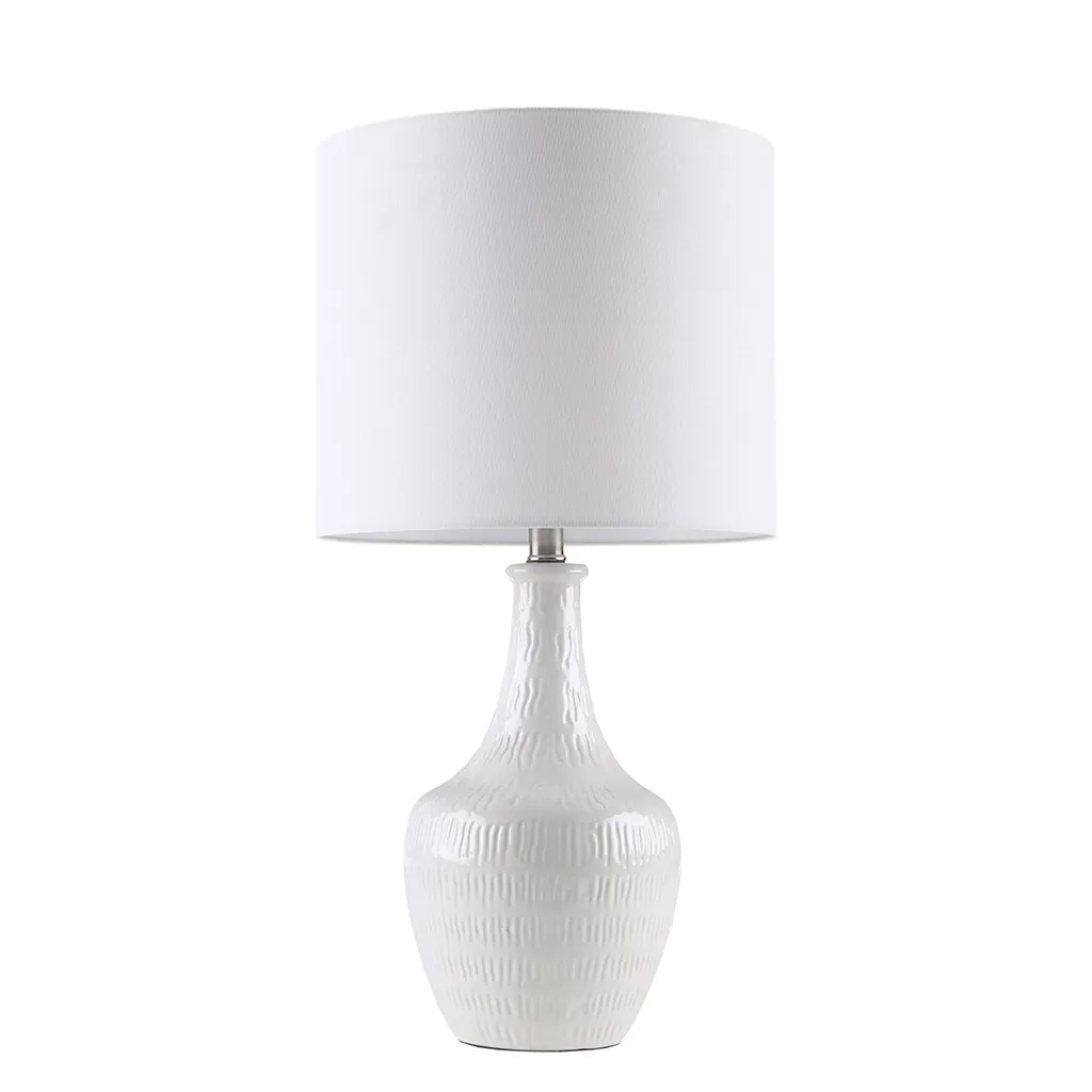 Hampton Hill Celine White Textured Ceramic Table Lamp