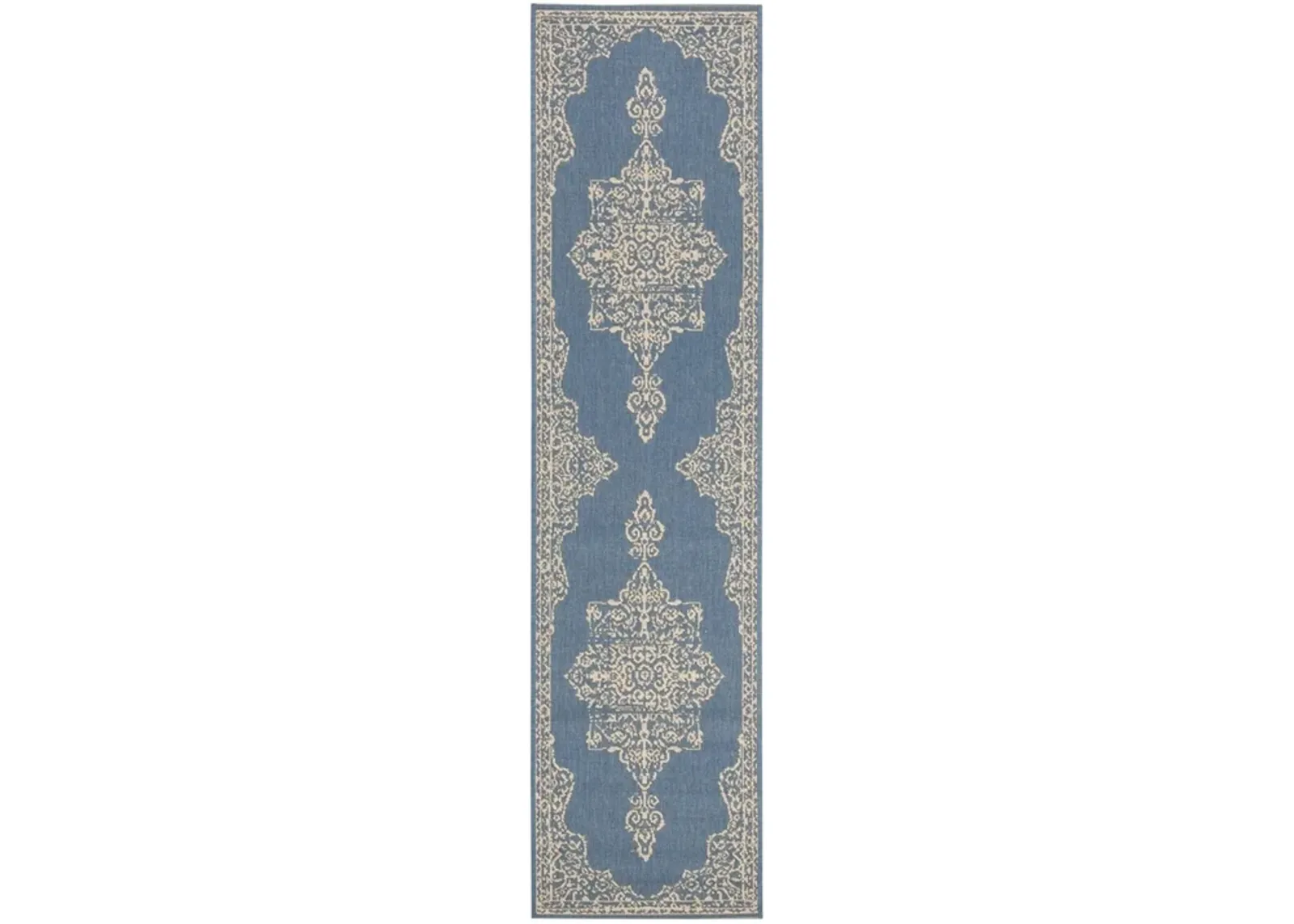 LINDEN 180 Collection LND180N-28 Cream / Blue 2'-2" X 8'