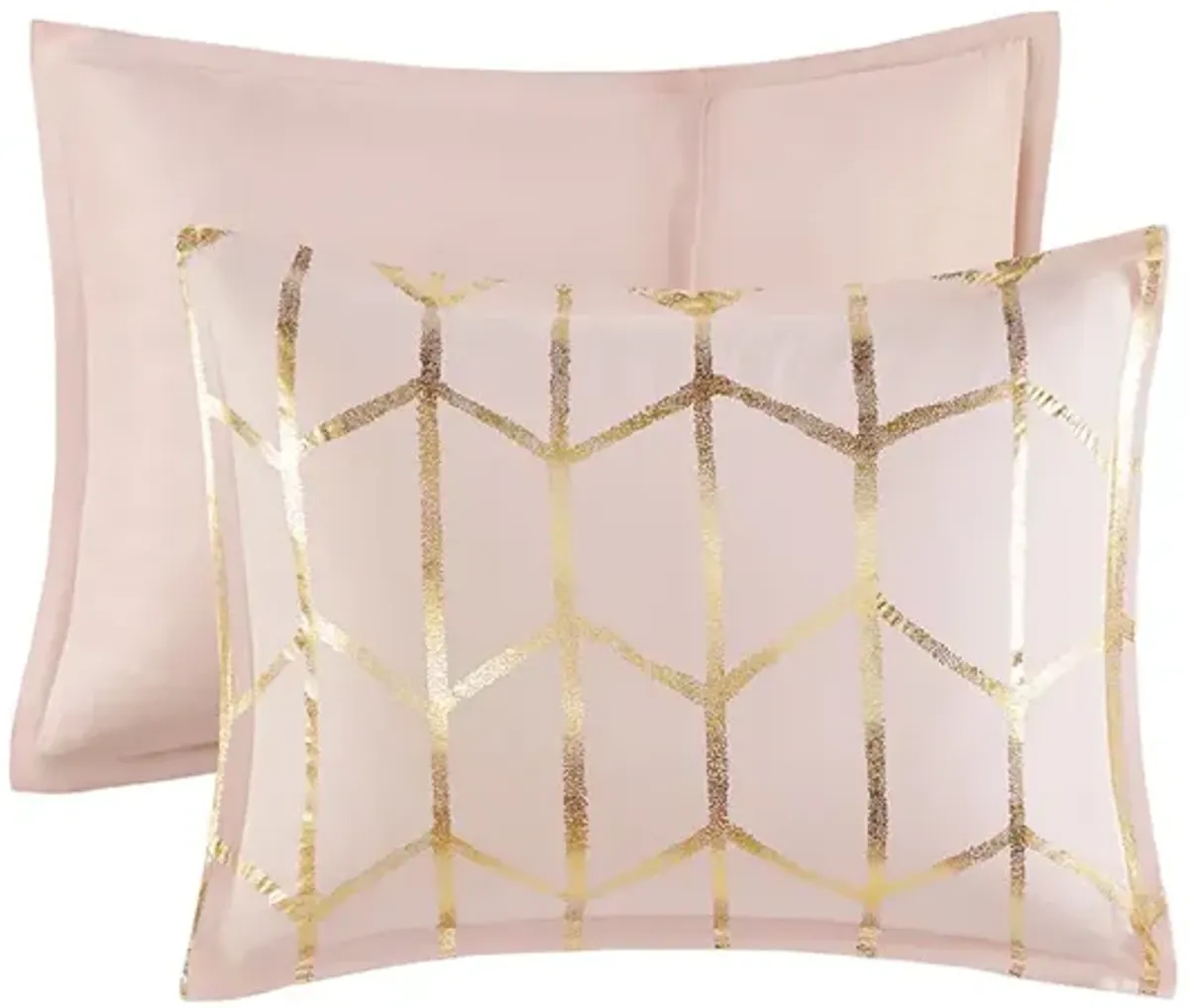 Intelligent Design Raina Blush/Gold Metallic Printed Comforter Set