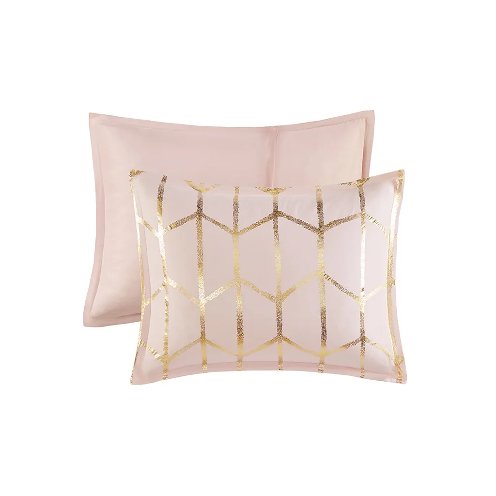 Intelligent Design Raina Blush/Gold Metallic Printed Comforter Set