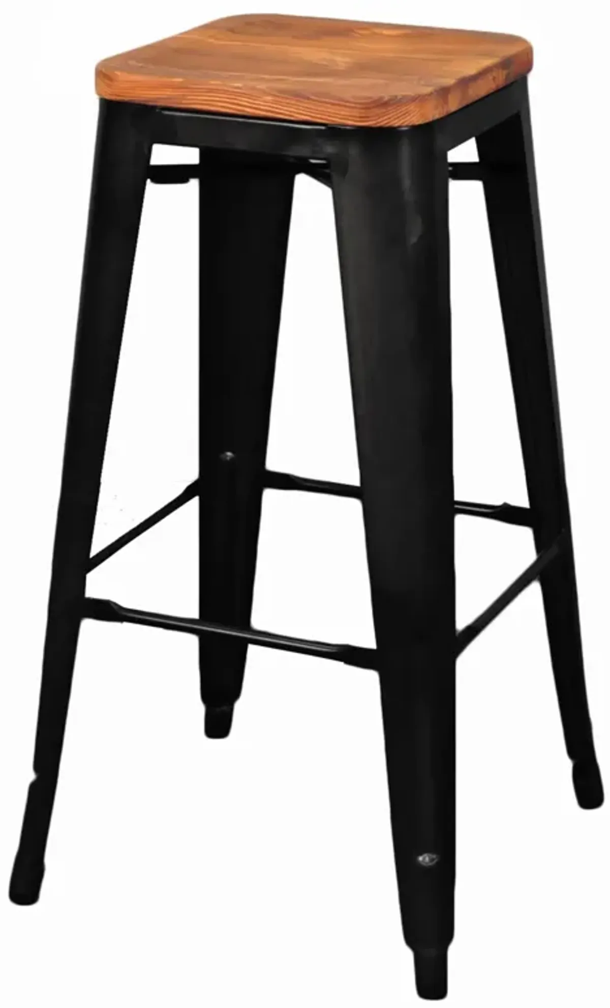 Metropolis Backless Bar Stool Wood Seat, Black (Set of 4)