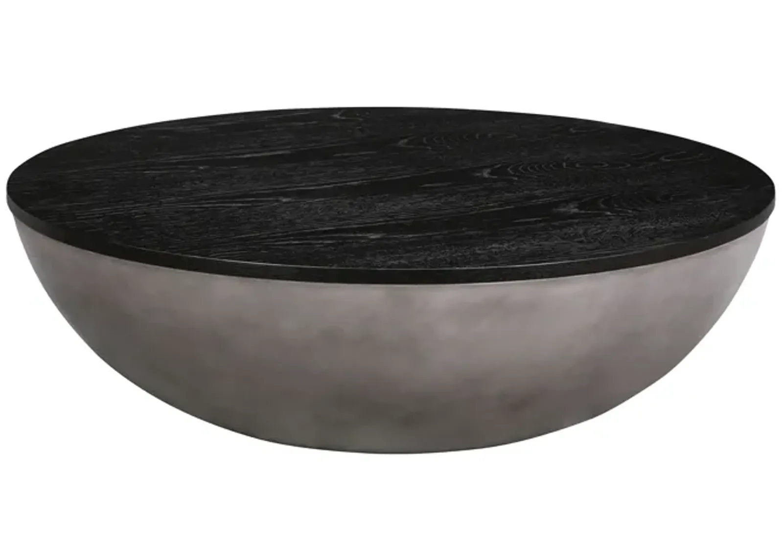 Melody Round Coffee Table in Concrete and Black Brushed Oak