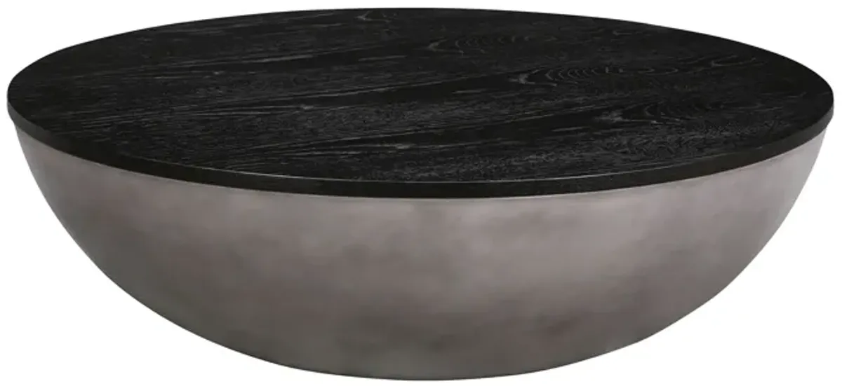 Melody Round Coffee Table in Concrete and Black Brushed Oak