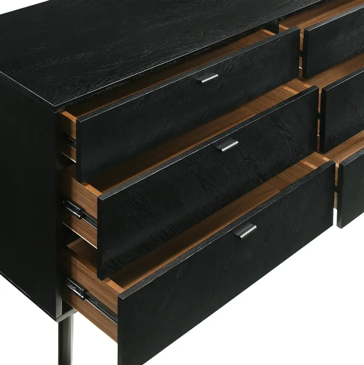 Petra 6 Drawer Wood Dresser in Black Finish