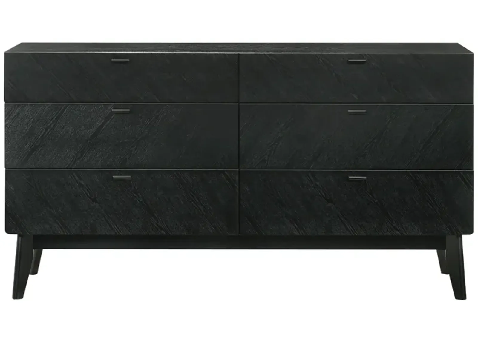 Petra 6 Drawer Wood Dresser in Black Finish