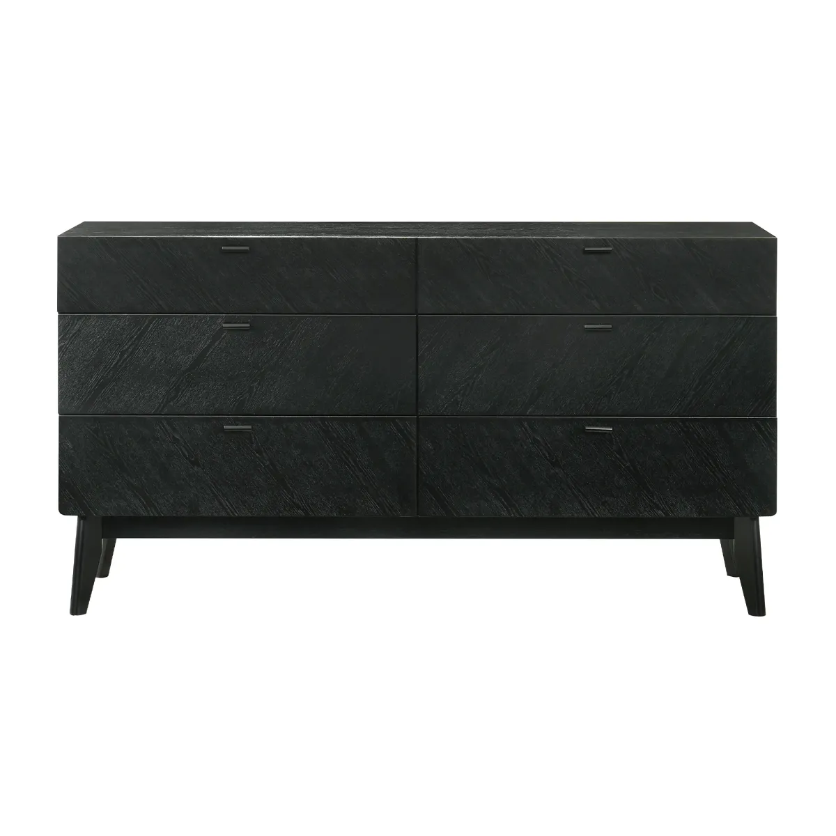 Petra 6 Drawer Wood Dresser in Black Finish