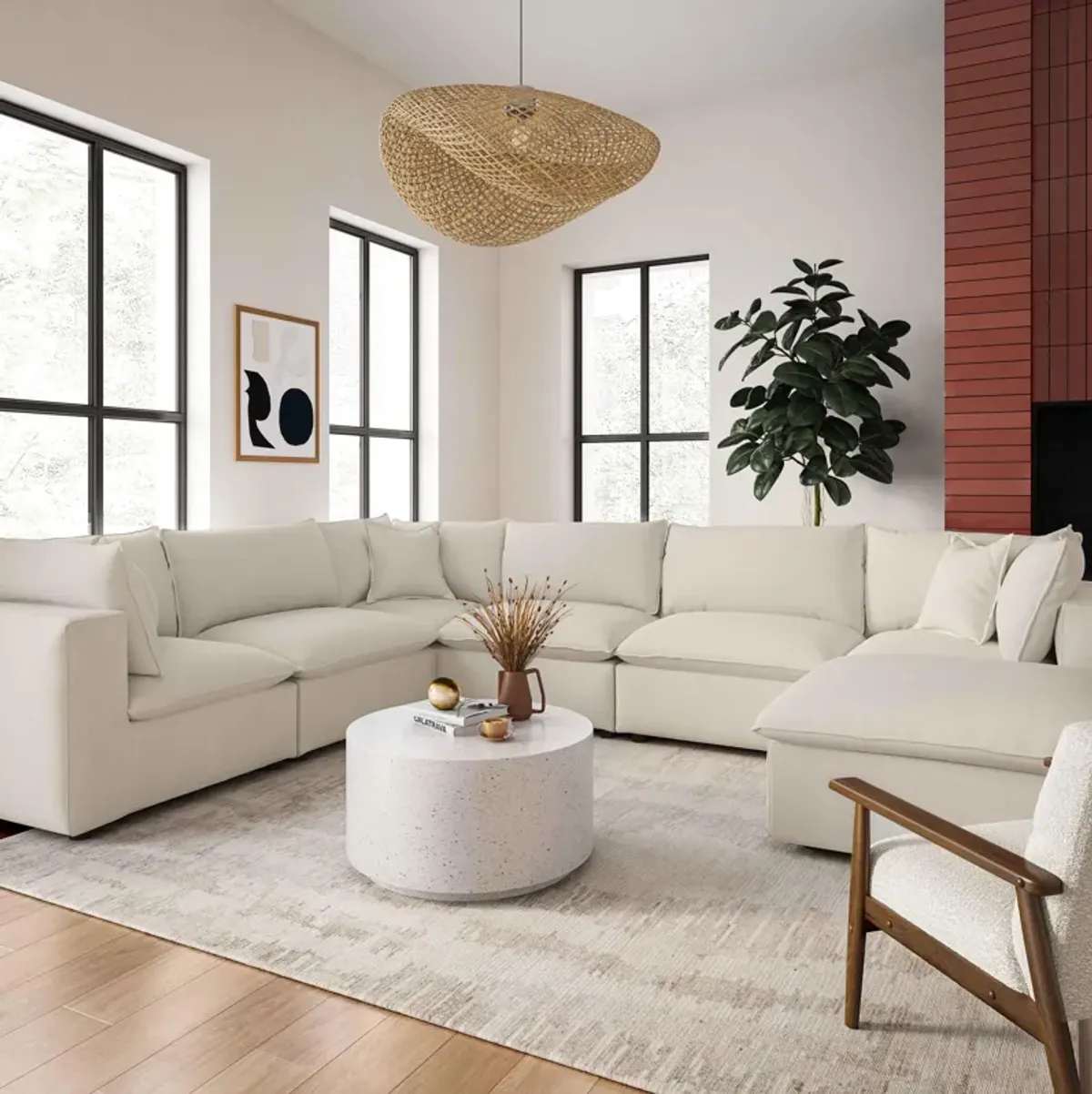 Cali Natural Modular Large Chaise Sectional