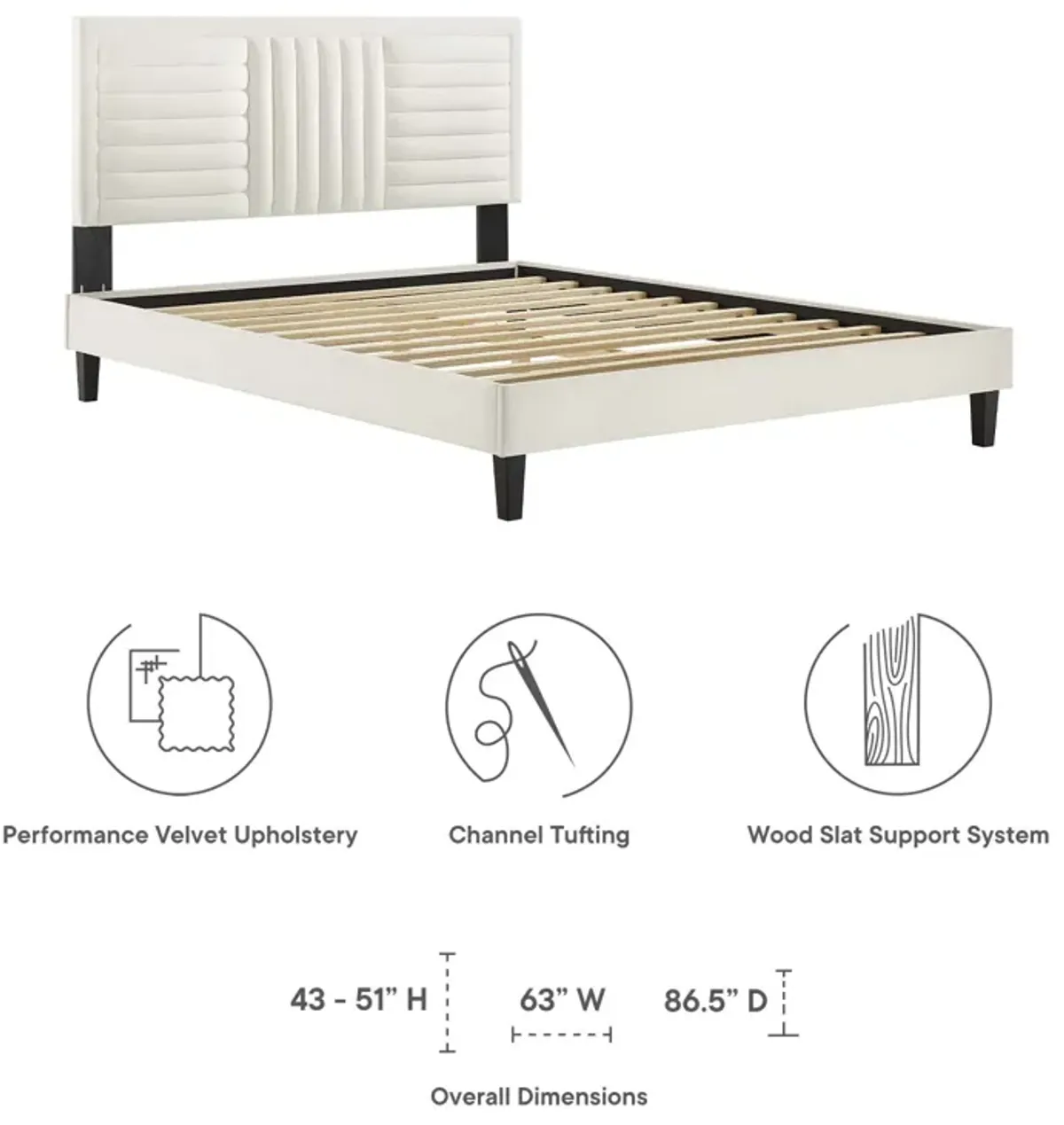 Sofia Channel Tufted Performance Velvet Queen Platform Bed