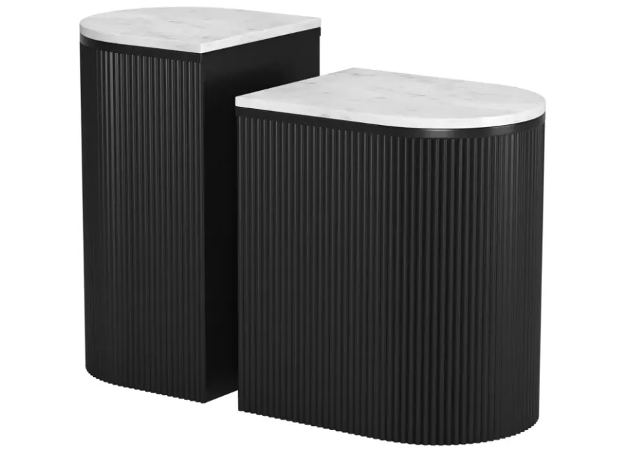 Ormara Side Table Set (2-Piece) White & Black