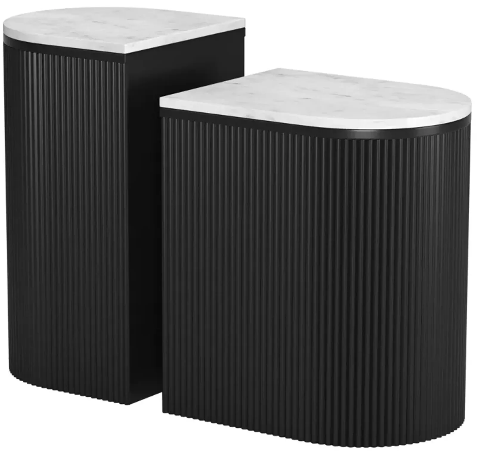 Ormara Side Table Set (2-Piece) White & Black