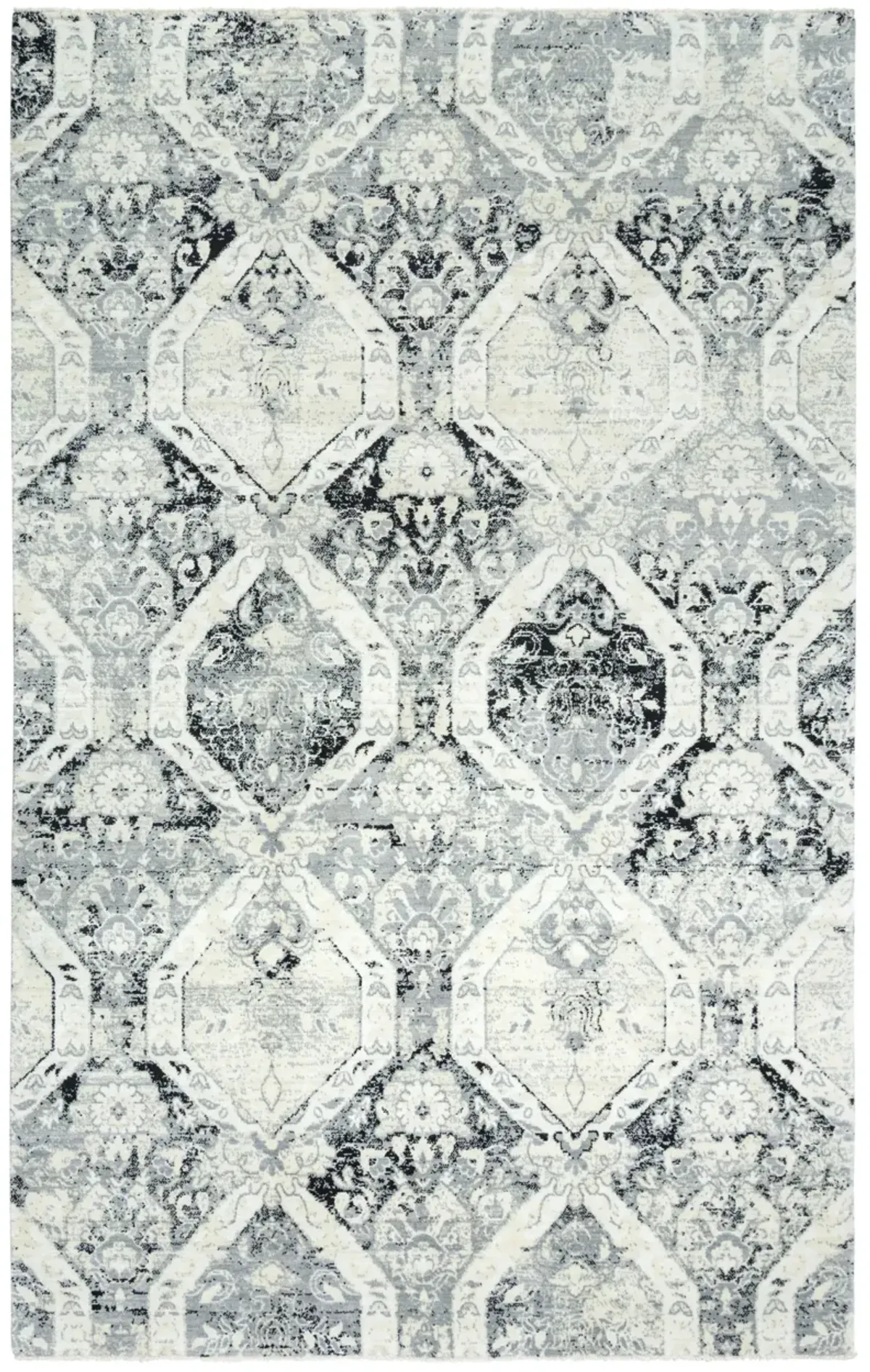 Couture Ivory/Black Classic/Updated NZ Wool/Tencel Blend 2' x 3'  Rectangle Rug