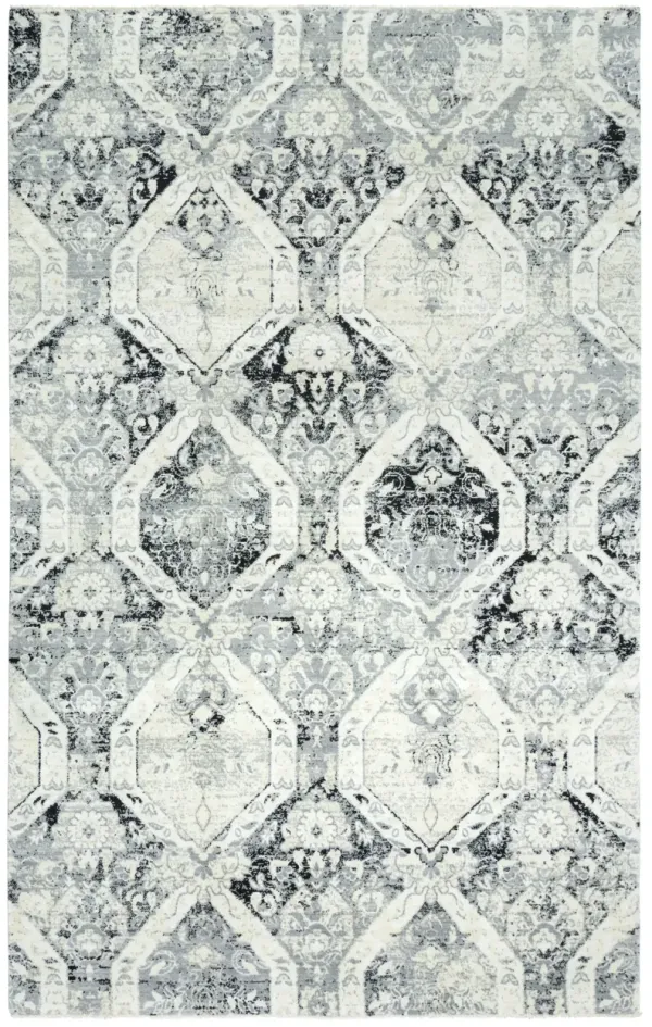 Couture Ivory/Black Classic/Updated NZ Wool/Tencel Blend 2' x 3'  Rectangle Rug