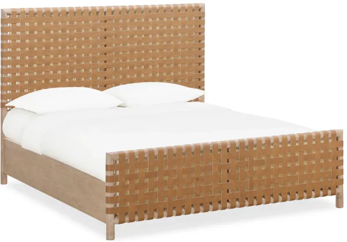 Dorsey King-size Woven Panel Bed in Granola and Ginger