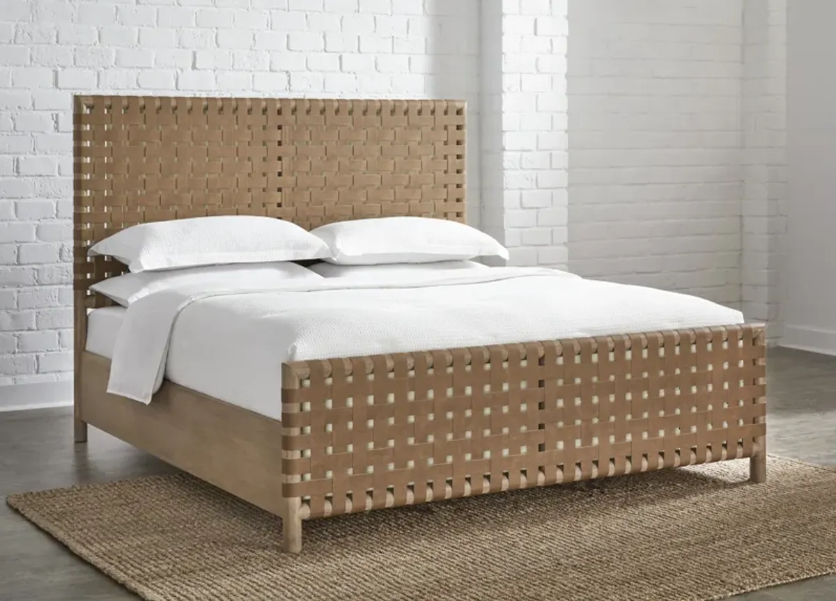 Dorsey King-size Woven Panel Bed in Granola and Ginger