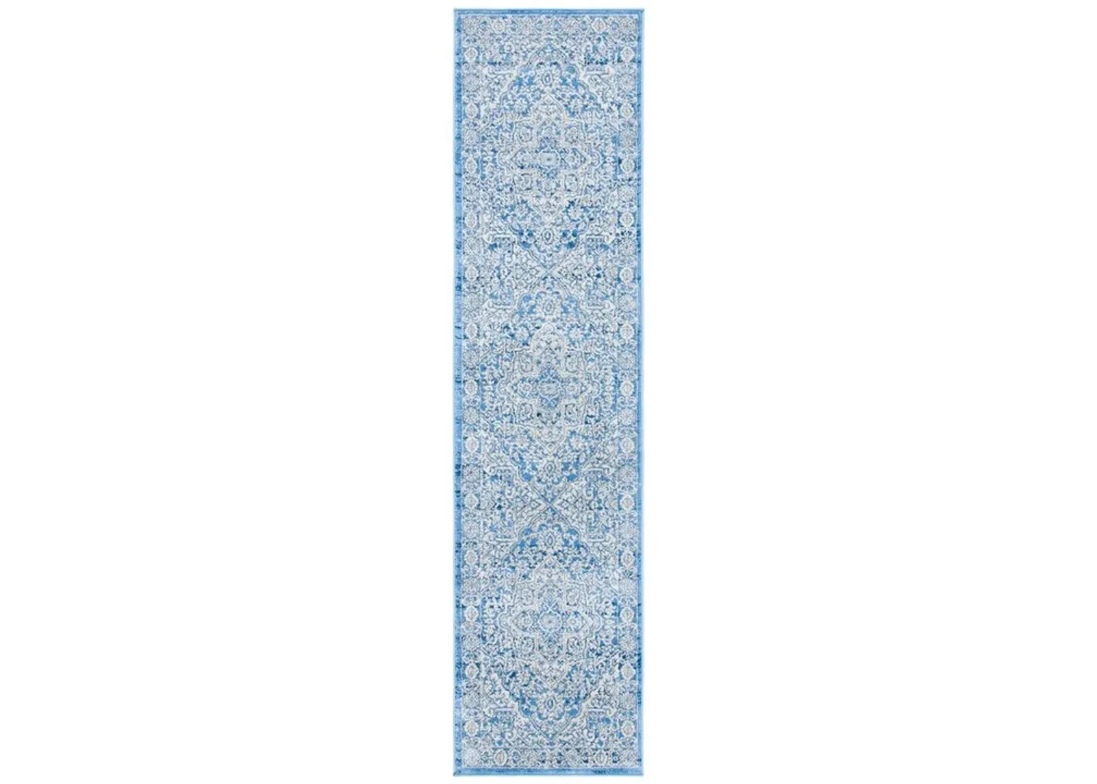 Brentwood 832 Ivory / Navy 2' X 12' Runner Powerloomed Rug