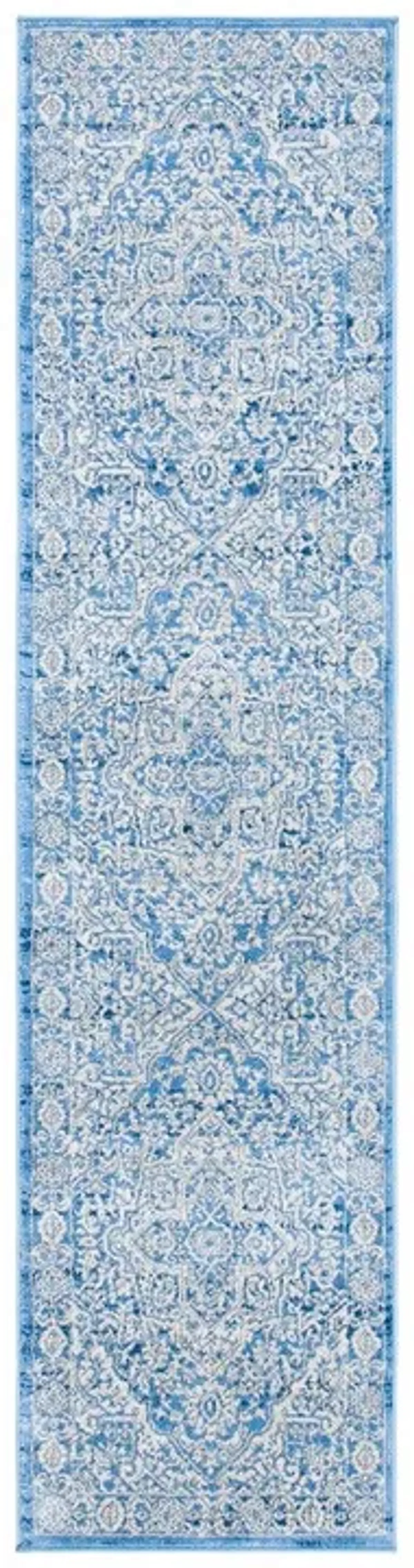 Brentwood 832 Ivory / Navy 2' X 12' Runner Powerloomed Rug