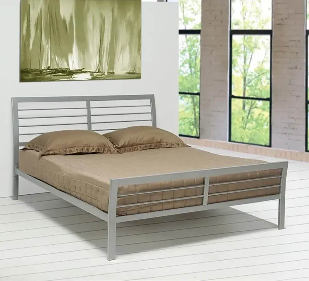 Cooper Queen Metal Bed Silver