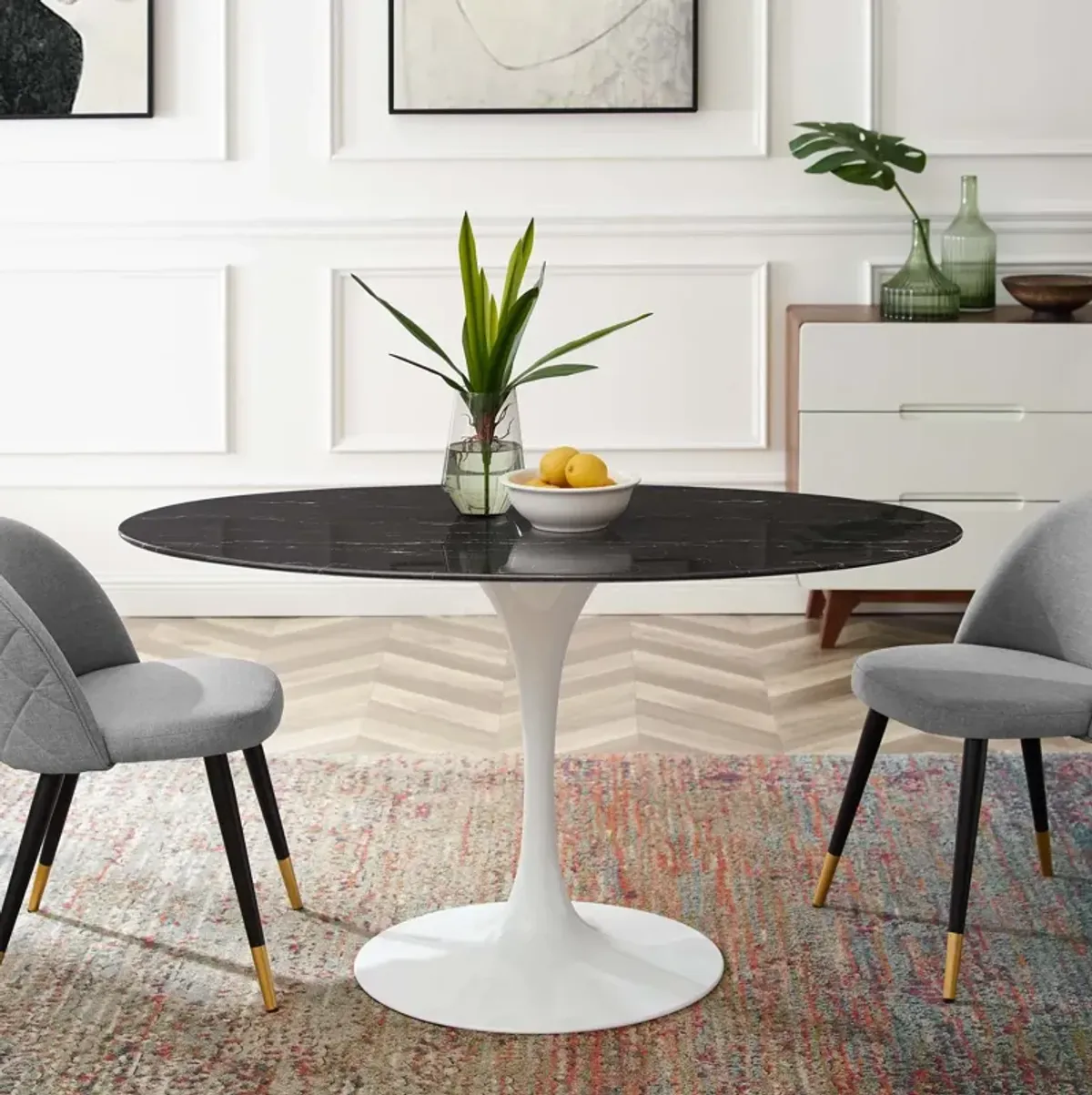 Lippa 54" Artificial Marble Dining Table