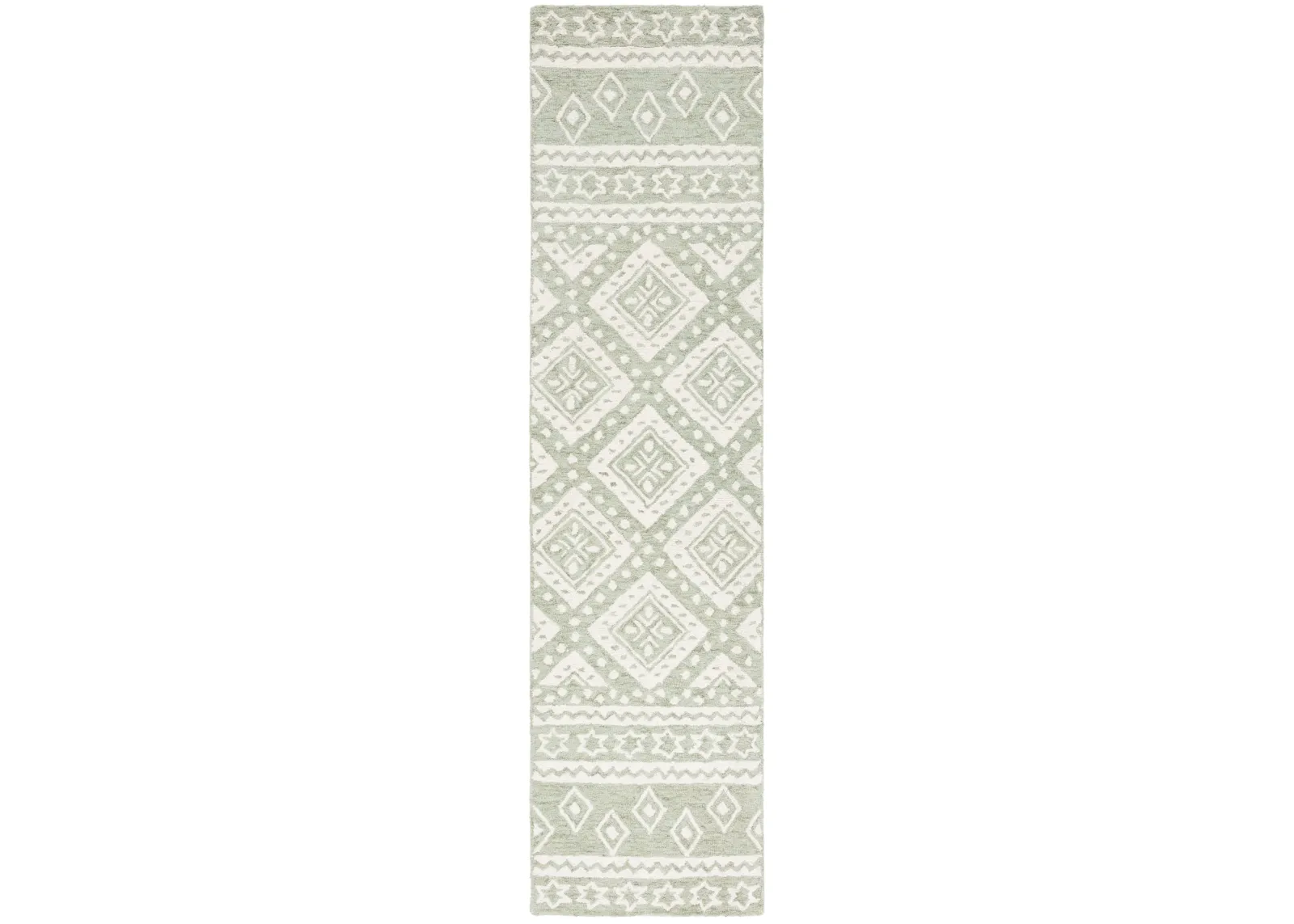 MICRO-LOOP 501 SAGE  2'-3' x 9' Runner Rug