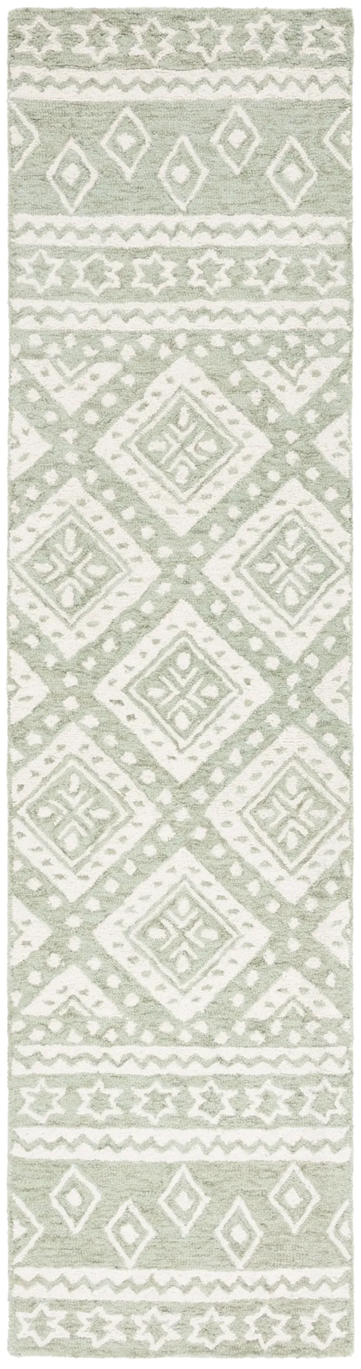 MICRO-LOOP 501 SAGE  2'-3' x 9' Runner Rug