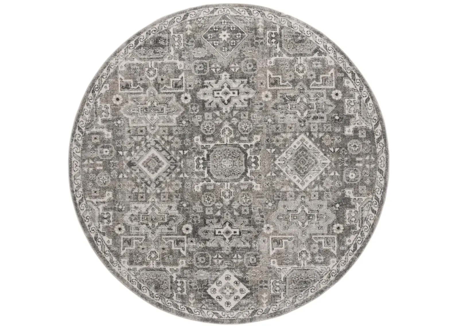 VINTAGE TABRIZ 206 GREY  6'-7' x 6'-7' Round Round Rug