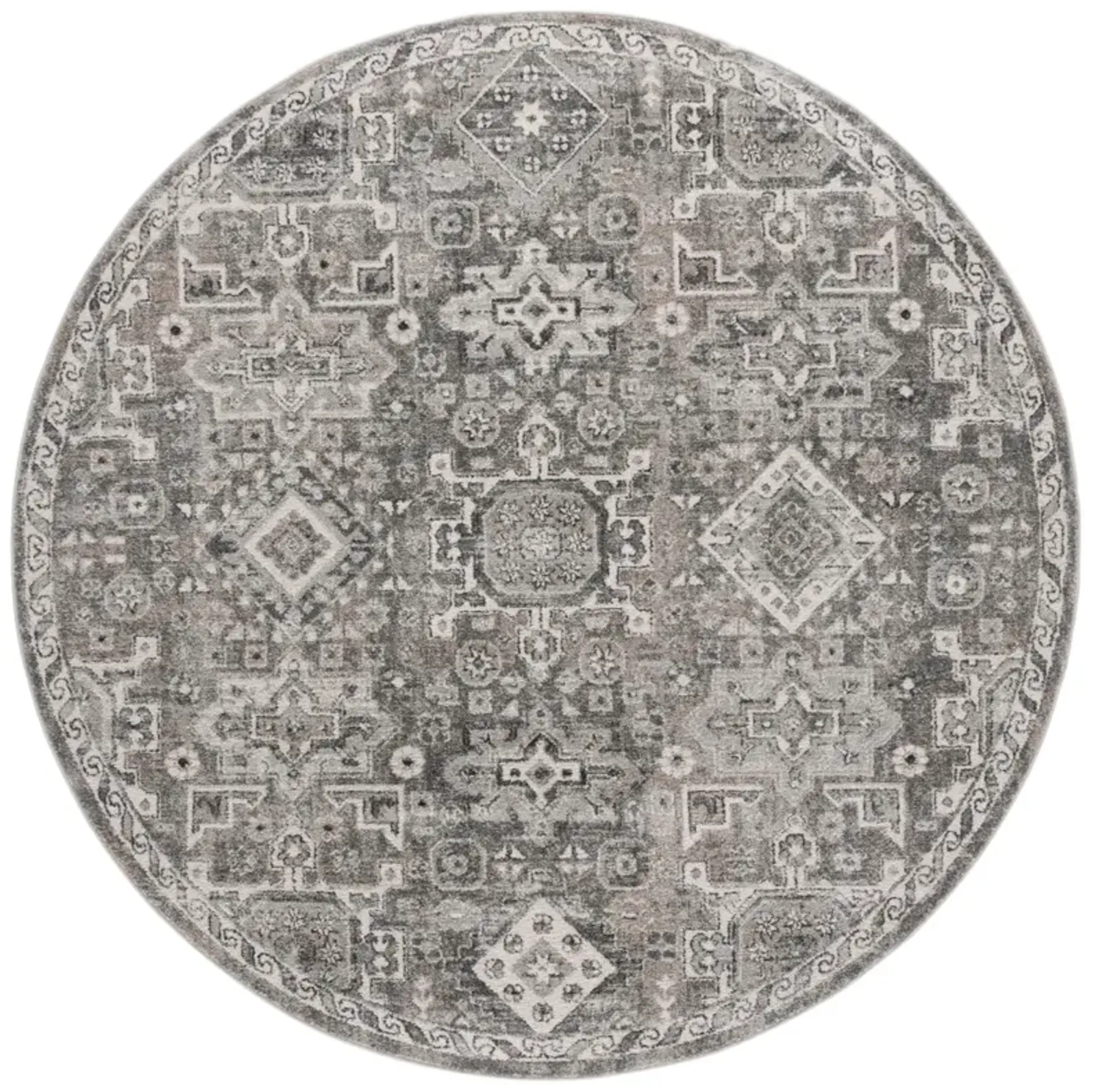 VINTAGE TABRIZ 206 GREY  6'-7' x 6'-7' Round Round Rug