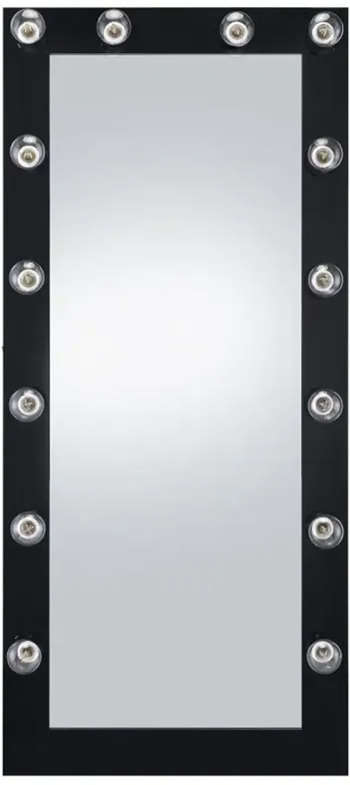 Zayan Full Length Floor Mirror With Lighting Black High Gloss