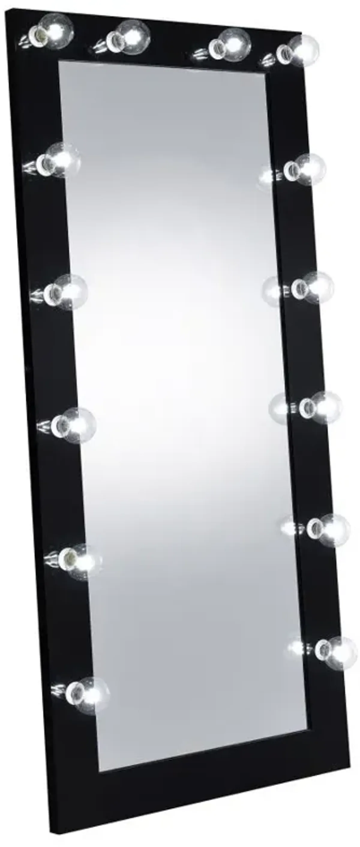 Zayan Full Length Floor Mirror With Lighting Black High Gloss