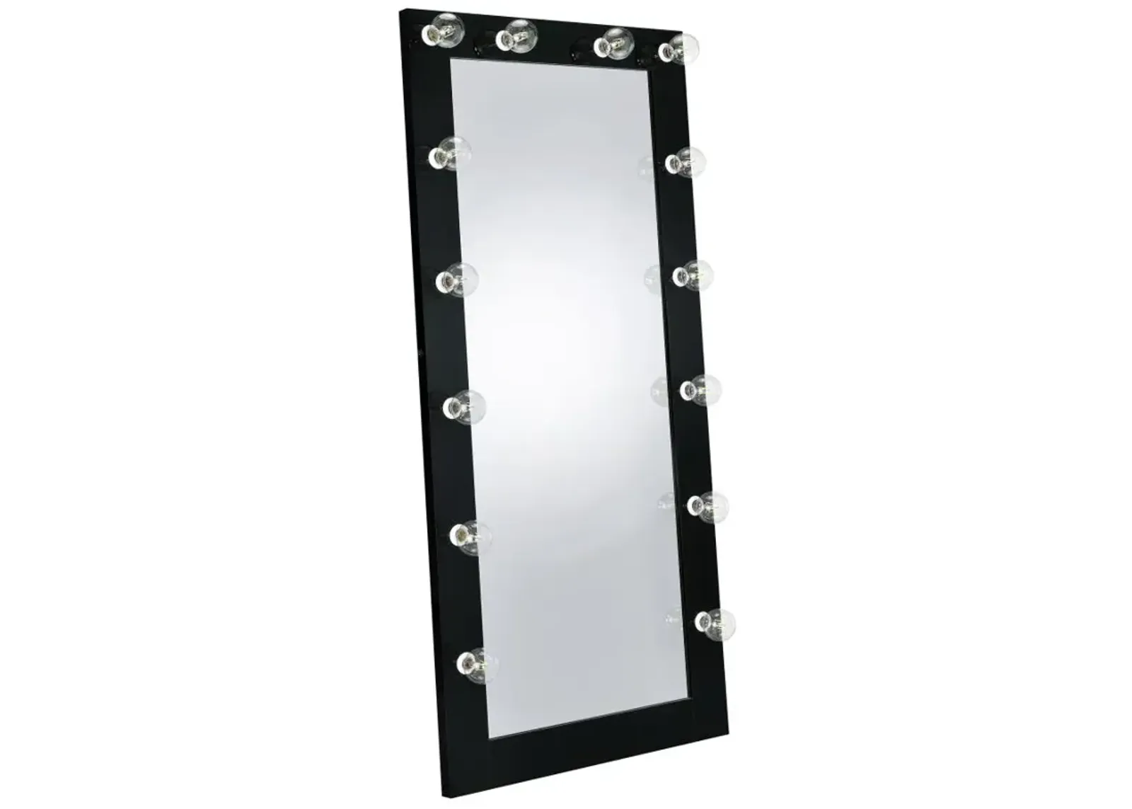 Zayan Full Length Floor Mirror With Lighting Black High Gloss