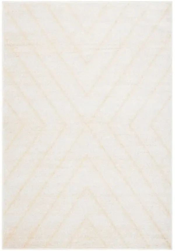ADIRONDACK Contemporary Ivory / Gold 6' X 6' Square Powerloomed Rug