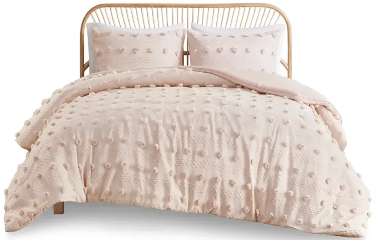 Intelligent Design Lucy Pink Clip Jacquard Duvet Cover Set