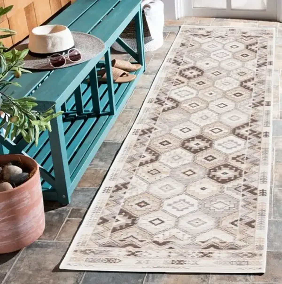 SUNRISE 630 Brown  2' X 8' Runner Rug